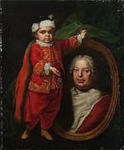 Ritratto di nano con in mano il ritratto del cardinale Valenti Gonzaga